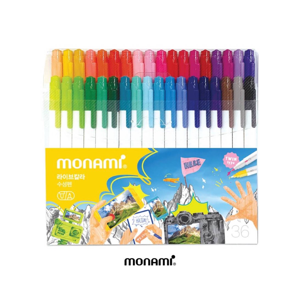 Monami Live Color Pen Set Of 36 Colors White Handle With Package 