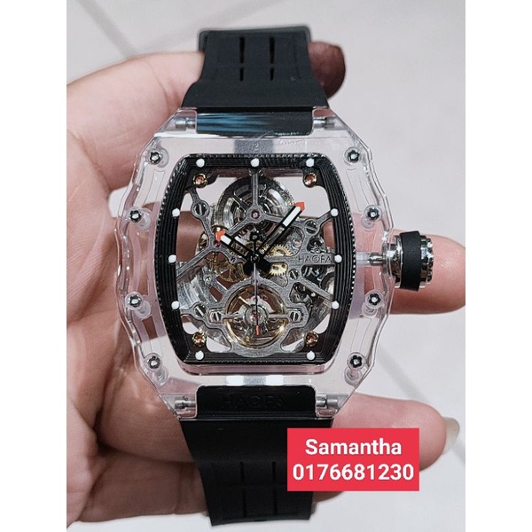 HAOFA CRYSTAL AUTOMATIC MECHANICAL WATCH MODEL 2205-BLACK | Shopee Malaysia