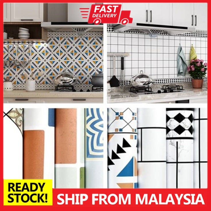 Kitchen Wallpaper Stickers High Temperature Antioil Waterproof Tile Selfadhesive Dapur Dinding