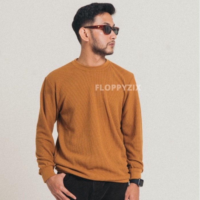 Crewneck WAFFLE Men/Crewneckneck BASIC Plain/WAFFLE SWEATER/Men's ...