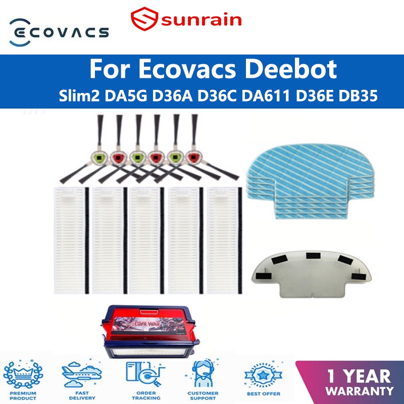 For Ecovacs Deebot Slim2 DA5G D36A D36C DA611 D36E DB35 Filter Mop Pad ...