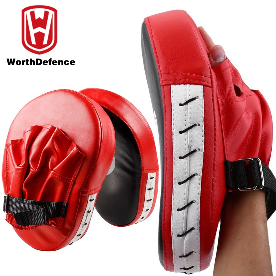 worthdefence-1-2-pcs-kick-boxing-gloves-pad-punch-target-bag-men-mma-pu