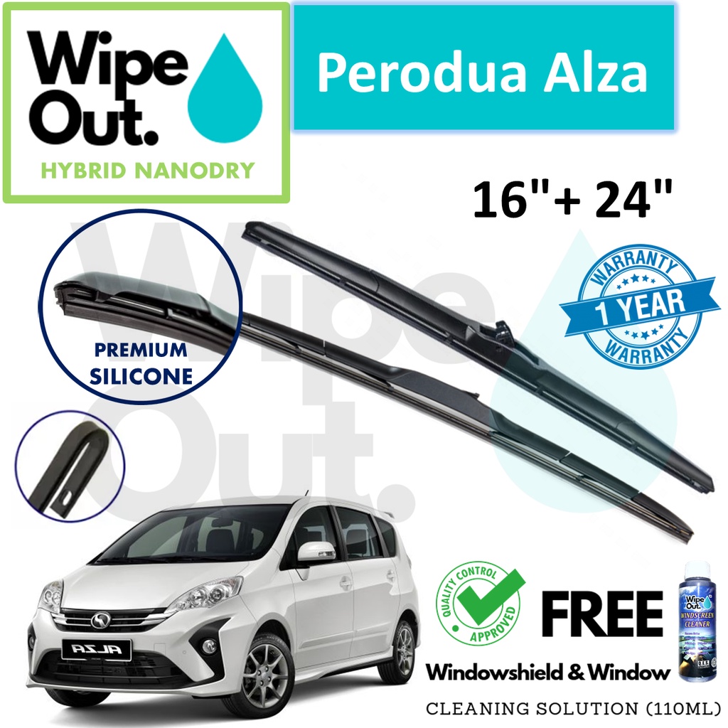 [PREMIUM] Perodua ALZA WipeOut HYBRID NANODRY SILICONE Wiper Blade ...