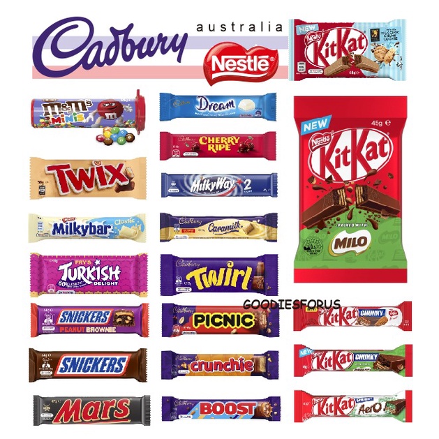 Cadbury Nestle Chocolate Bars/Nestle Australia/Cadbury Australia/Halal ...