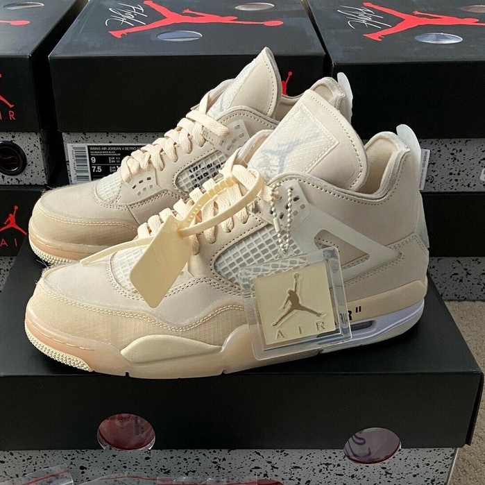 Off-White Basketball Shoes x Air Jordan 4 Retro SP Cream/Sail AJ4 ...