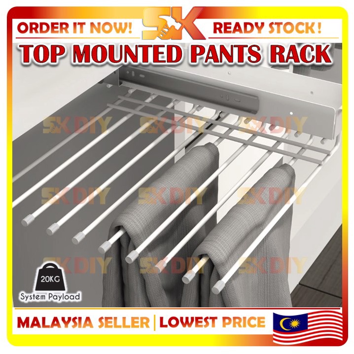 ECOWARE Luxury Top Mounted Pants Rack Pull Out Function 500mm | Shopee ...