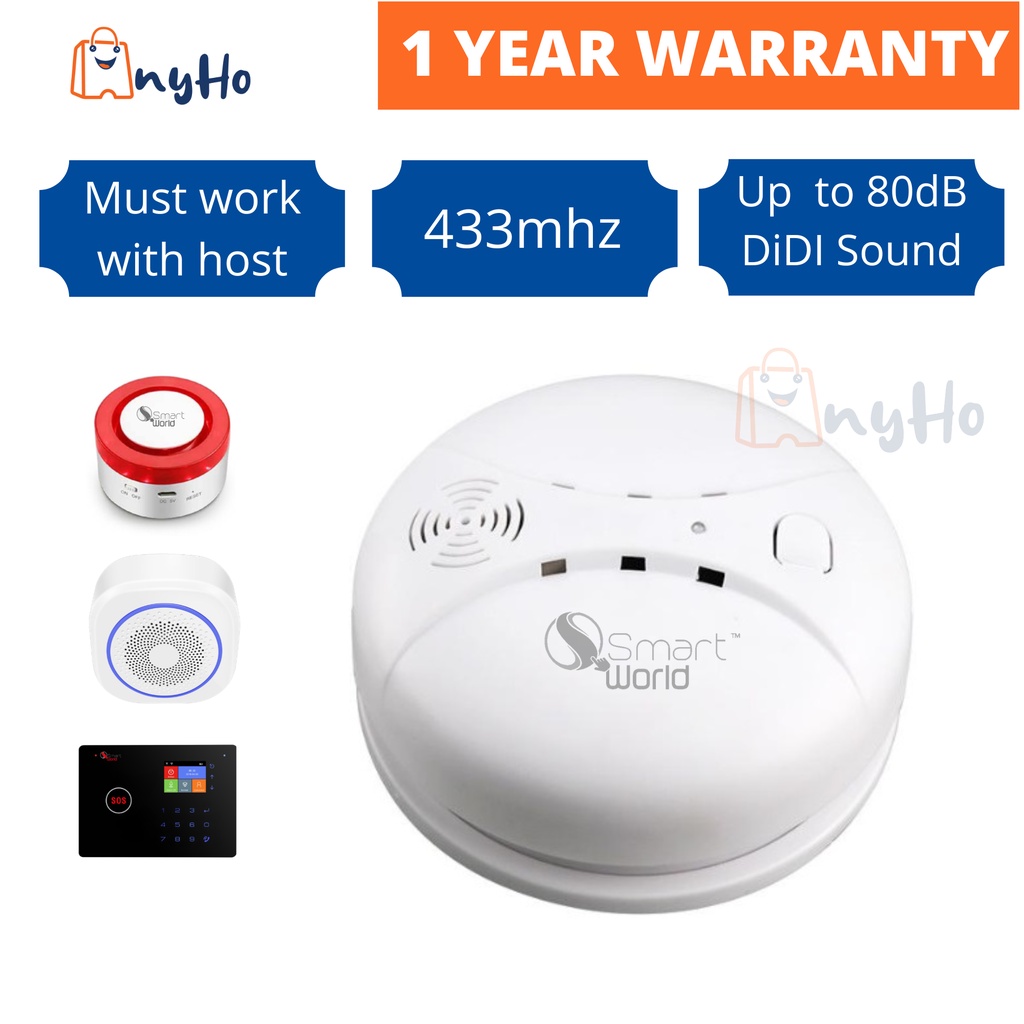 SMART WORLD Standalone 433MHz Wireless Fire Smoke Alarm Detector (Alarm ...