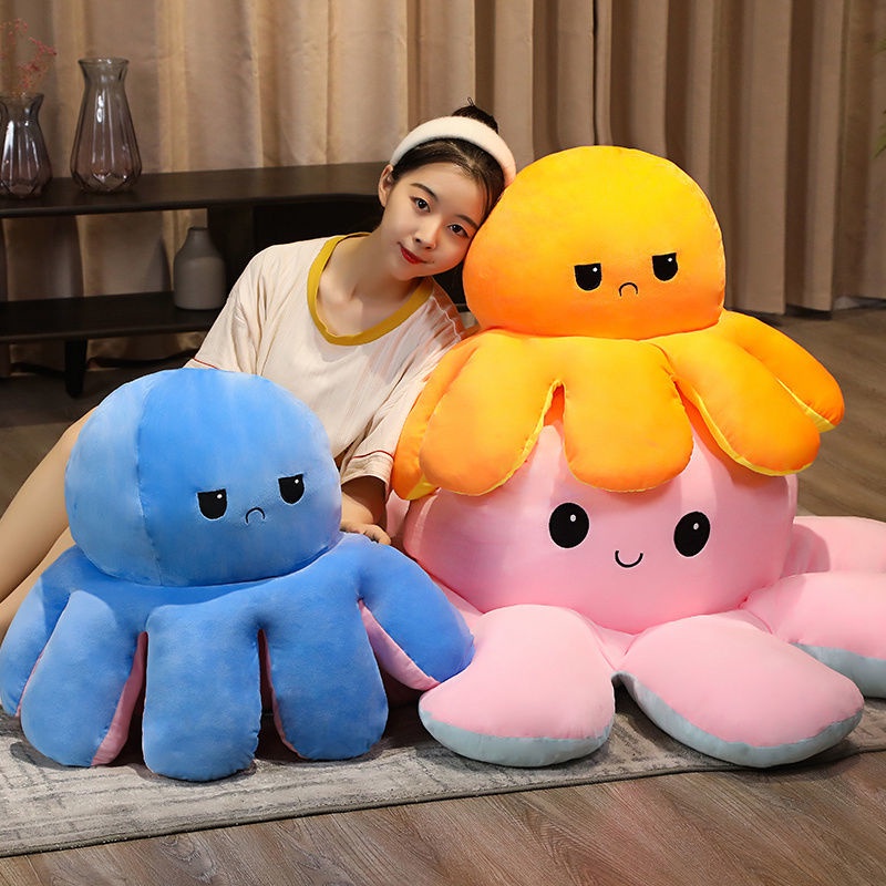 Flip Mood Plush Fabric Toy DoubleSided Super Cute Flip Octopus/Cute