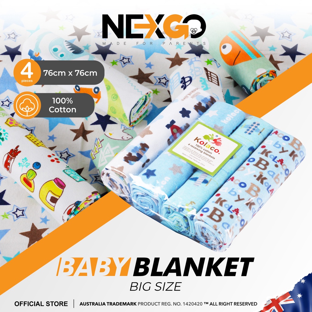 4 PCS Baby Bedung Bayi Receiving Blanket Muslin Cotton Baby Blanket