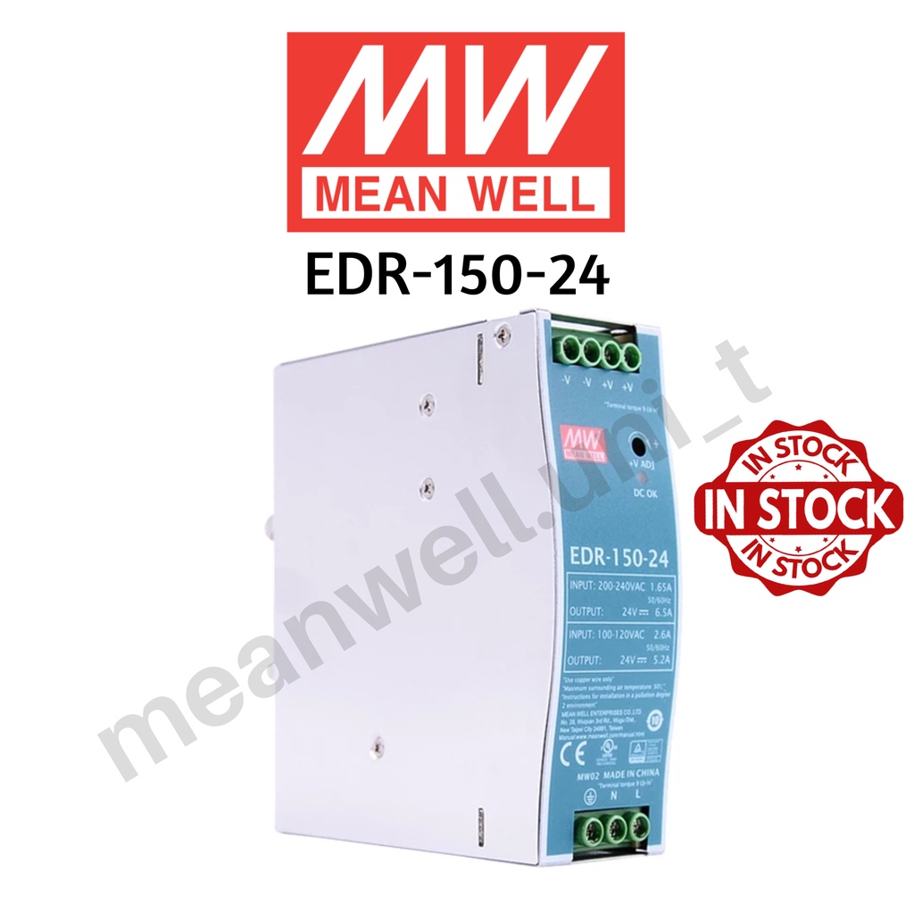 Mean Well EDR-150-24 24V 156W Din Rail Type Power Supply MeanWell ...