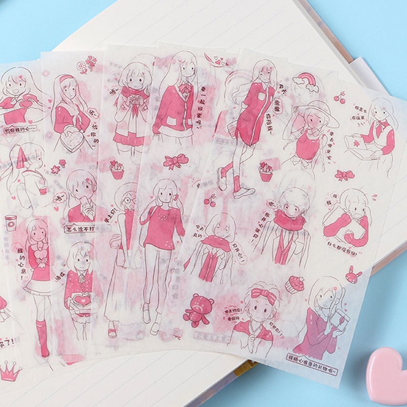 Lovely Cartoon Girl Series Washi Stickers Student Handbook Deco DIY ...