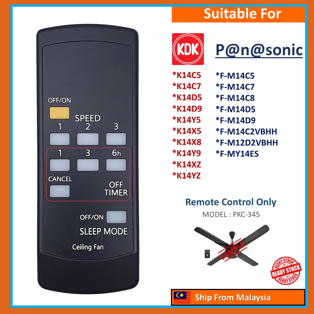 Pnsonic & KDK 3 Speed Ceiling Fan Remote Control Replacement