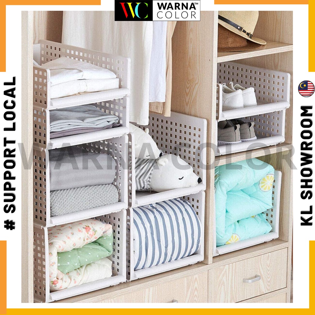 Stackable Closet Wardrobe Storage Box Organizer (Easy Open and Folding