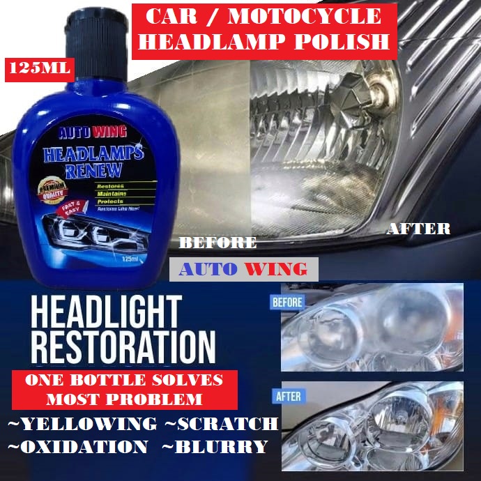 Car Headlamp Polish Wax Wash Clean Headlight Coating Plastic Restore