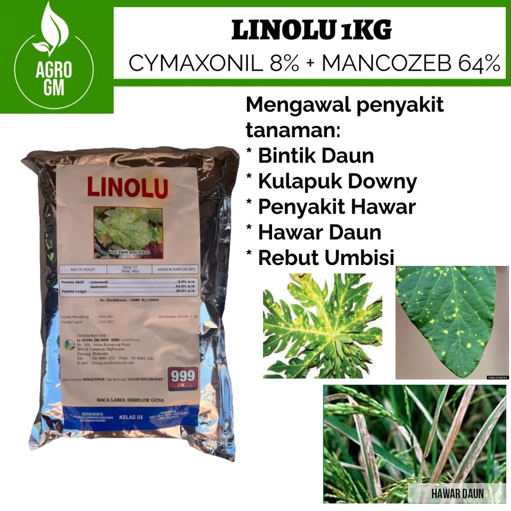 Linolu 1kg Cymoxanil Mancozeb Racun Kulat Kulapuk Downy Hawar Daun ...