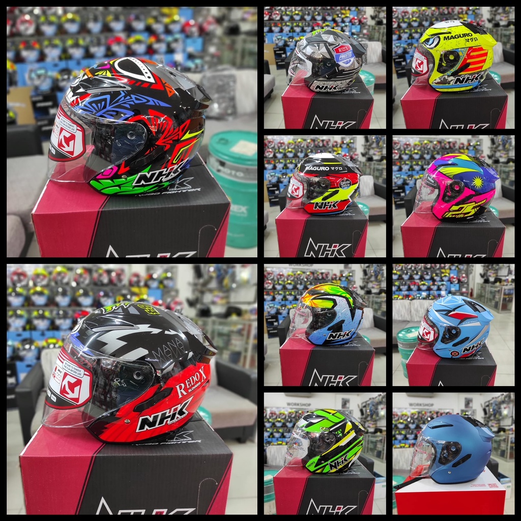 HELMET NHK R1 V2.0 OPEN FACE DOUBLE VISOR | Shopee Malaysia
