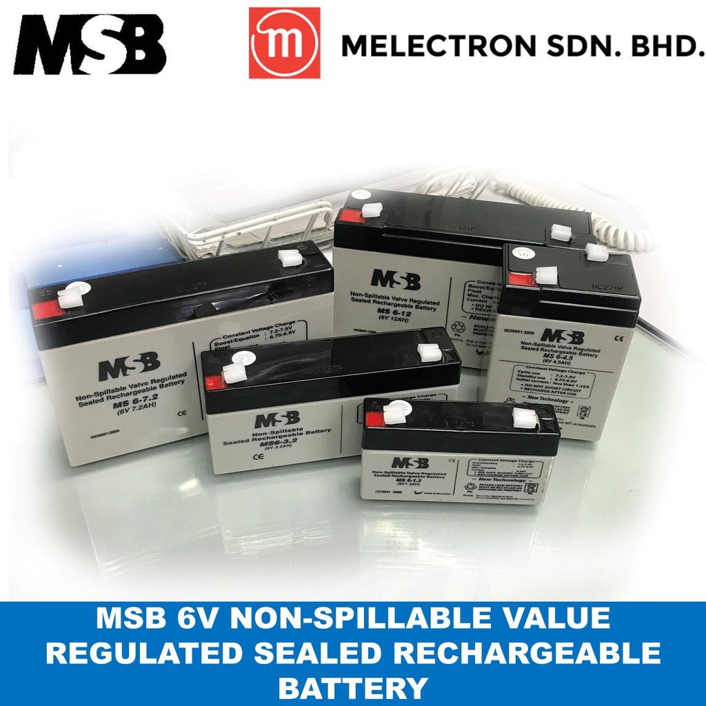 MSB 6V Non-Spillable Value Regulated Sealed Rechargeable Battery (MS6-1 ...