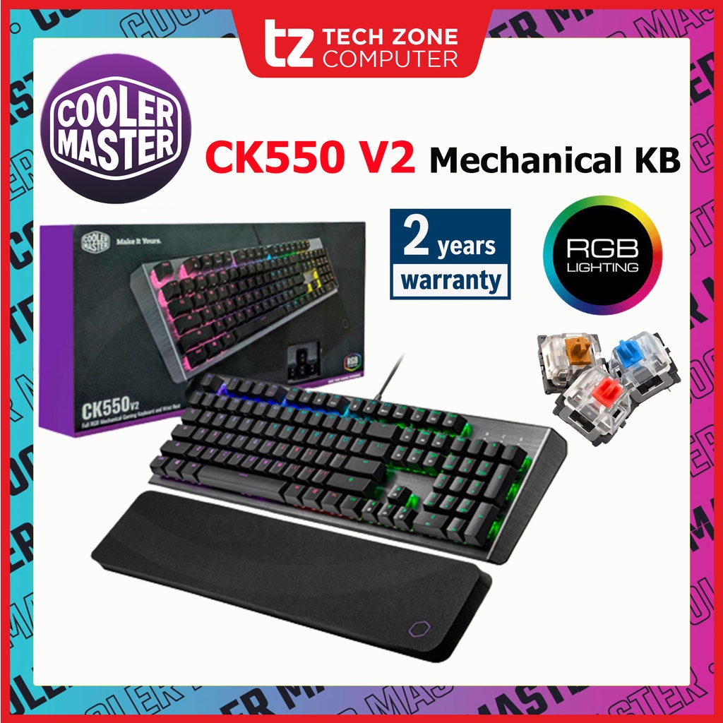 Cooler Master CK550 V2 Full RGB Mechanical Gaming Keyboard & Wrist Rest ...