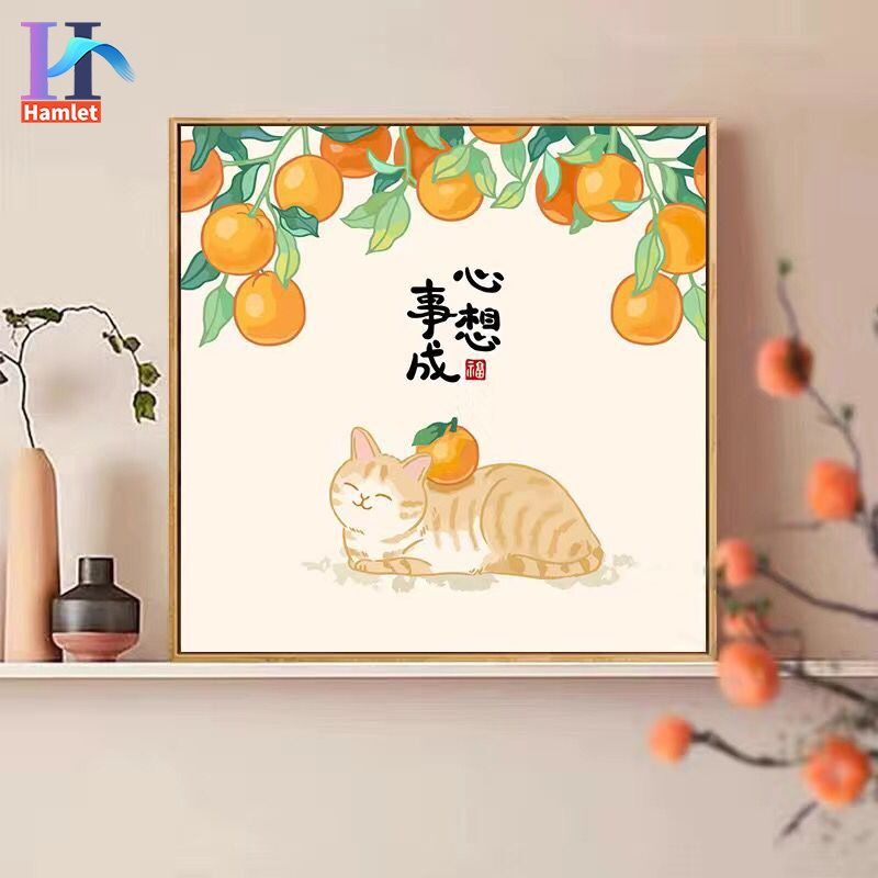 Hamlet【40*40cm】paint by number/wish come true/new Chinese cat/DIY