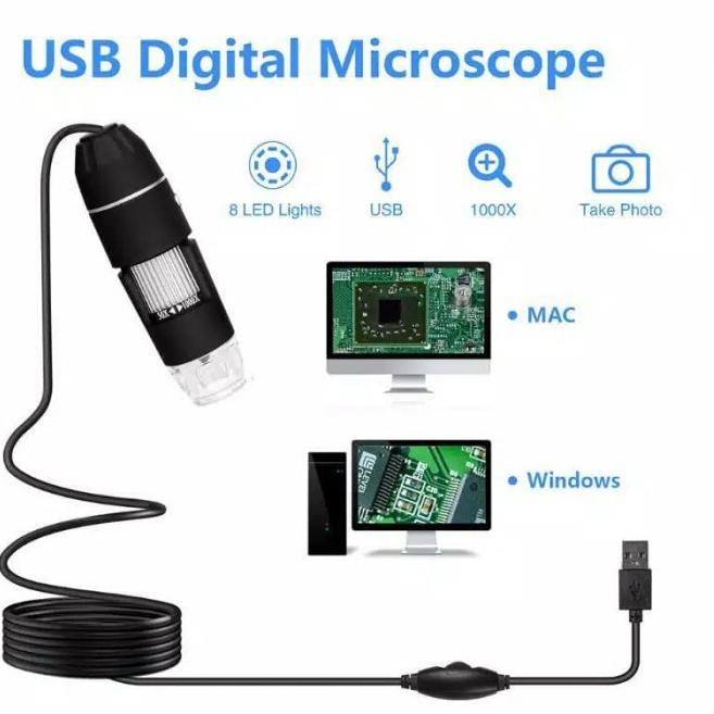 Digital Microscope 1000x 8 Led Zoom Endoscope Usb Microscope android pc ...