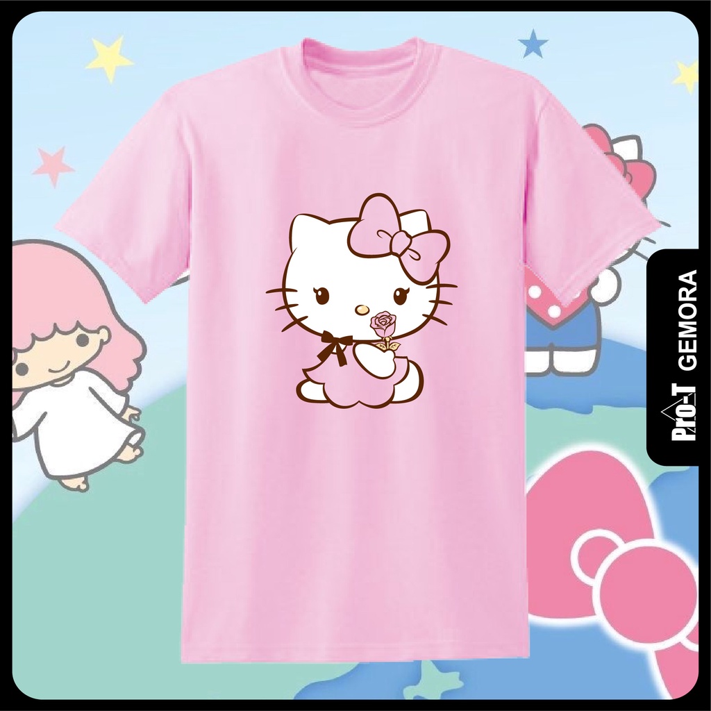 GEMORA_CARTOON HELLO KITTY PINK T-SHIRT KIDS & ADULT FAMILY TEE ...