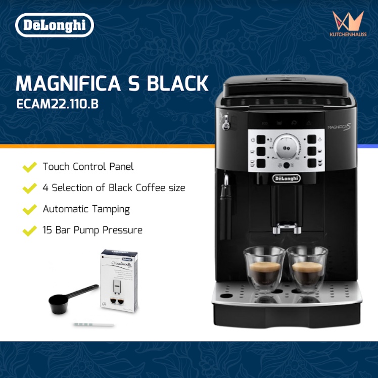 DeLonghi Fully Automated Coffee Machine Magnifica S Black ECAM22.110.B KUTCHENHAUSS