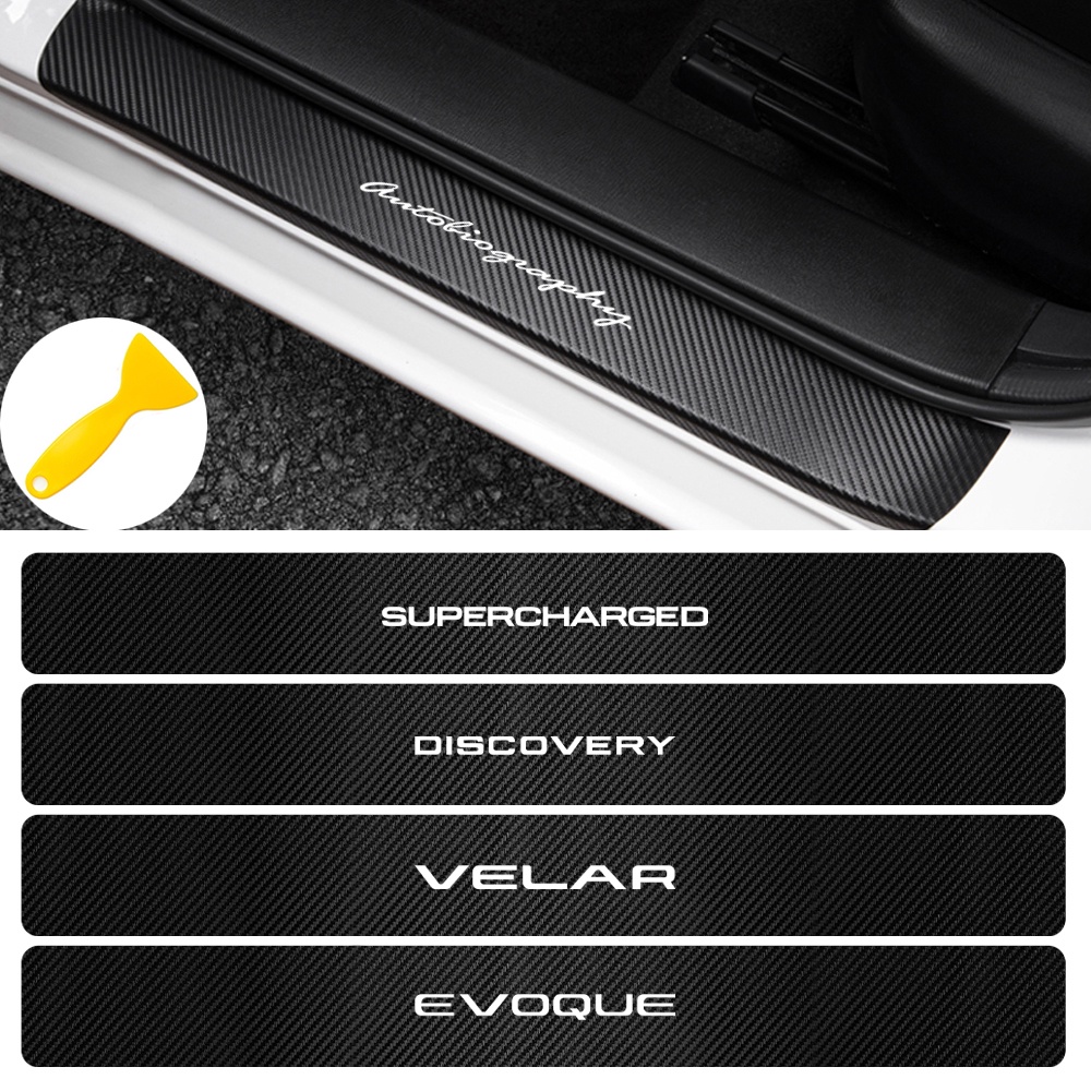 4PCS Carbon Fiber Protector Auto Door Threshold Plate Stickers For Land ...