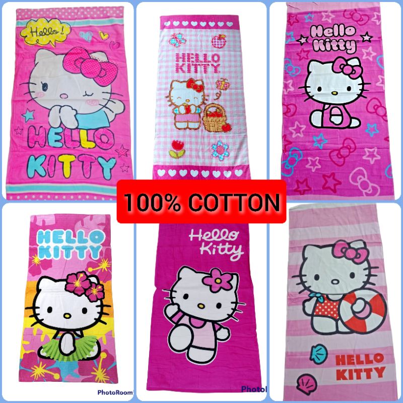 HELLO KITTY towel cartoon Tuala mandi Kartun 100% cotton kid baby ...