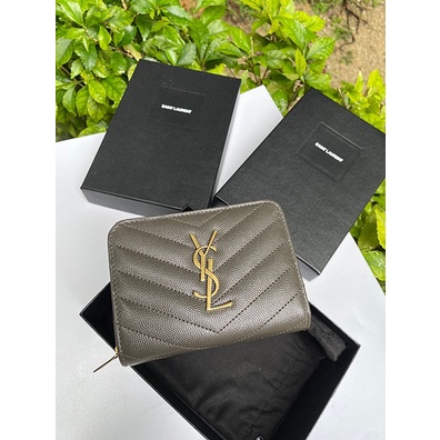 CASSANDRE YSL MATELASSE COMPACT ZIP AROUND WALLET IN GRAIN DE POUDRE E Shopee Malaysia