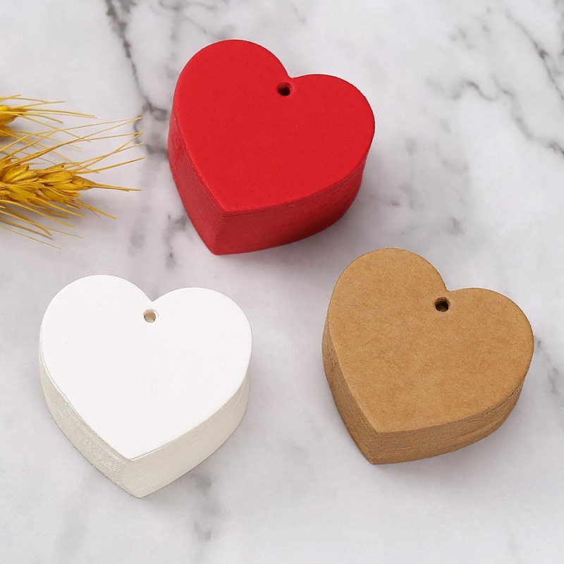 100pcs Blank Heartshaped Kraft Paper Tag Wedding Love Hearts Gift Bag
