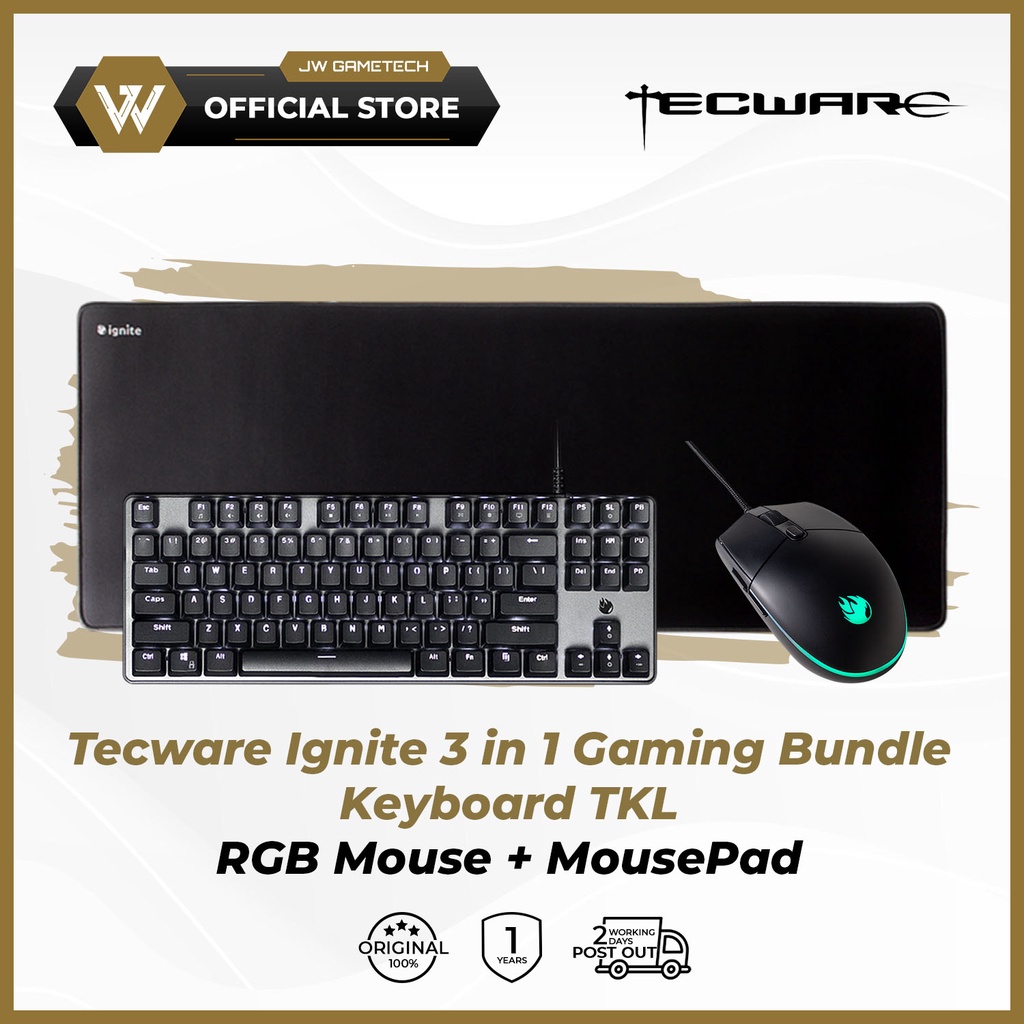 Tecware IGNITE Gaming 3 in 1 Bundle Wired Keyboard Single Color LED