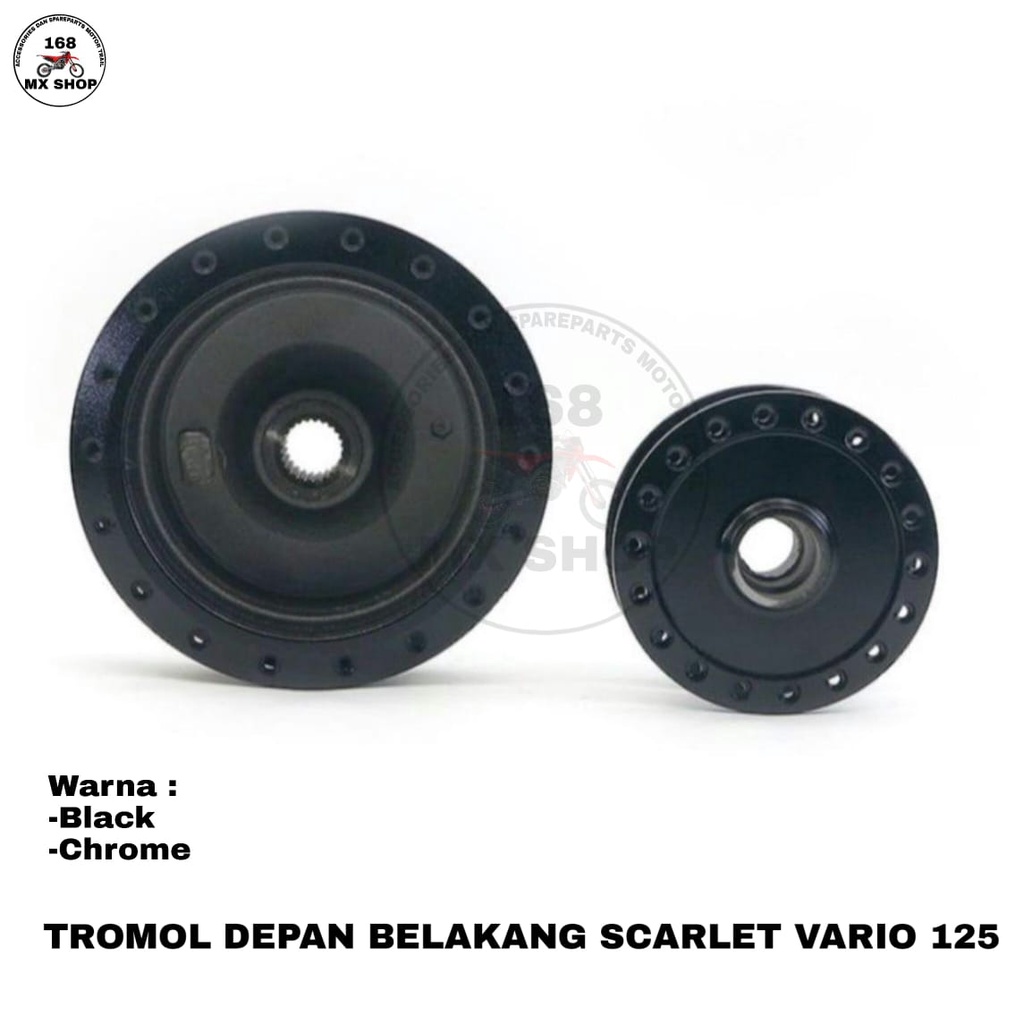 Drum Drum Hub Teromol Scarlet Set Front Rear Vario 125 black chrome