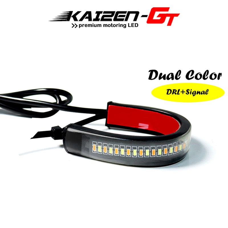 GTinthebox 2x Amber LED Fork Lights - Universal Motorcycle Turn Signal Strip Lamps