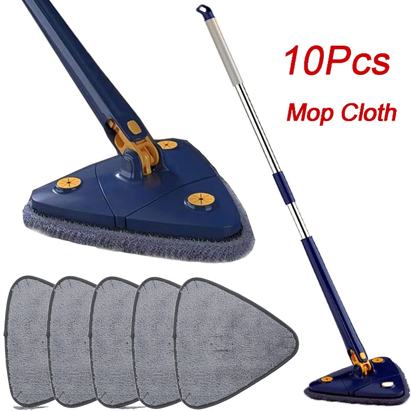 10Pcs Extended Triangle Cleaning Mop Cloth/ Adjustable Squeeze Mop