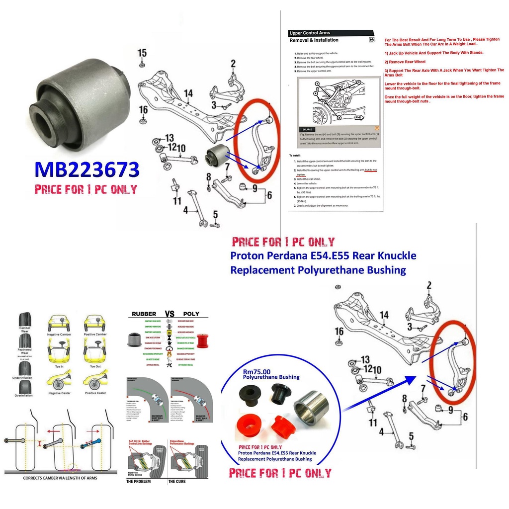 Proton Perdana E54.E55 Rear Knuckle Replacement Polyurethane Bushing