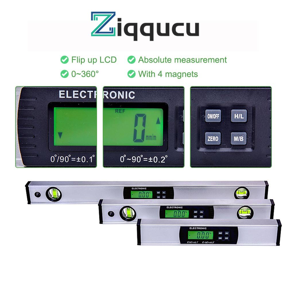 ZIQQUCU 360 Degree Digital Level Protractor Angle With Inclinometer