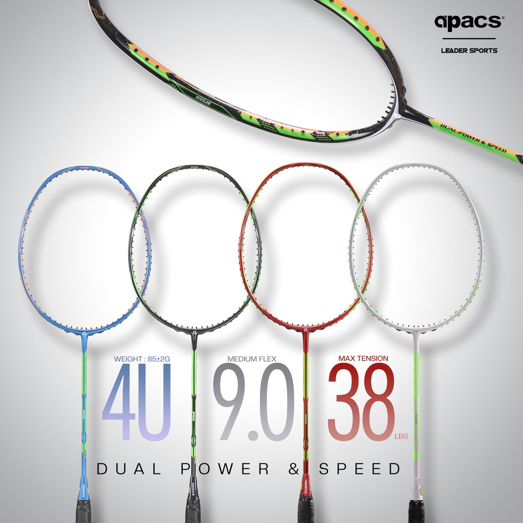 (FREE STRING & GRIP) APACS BADMINTON RACKET DUAL POWER AND SPEED