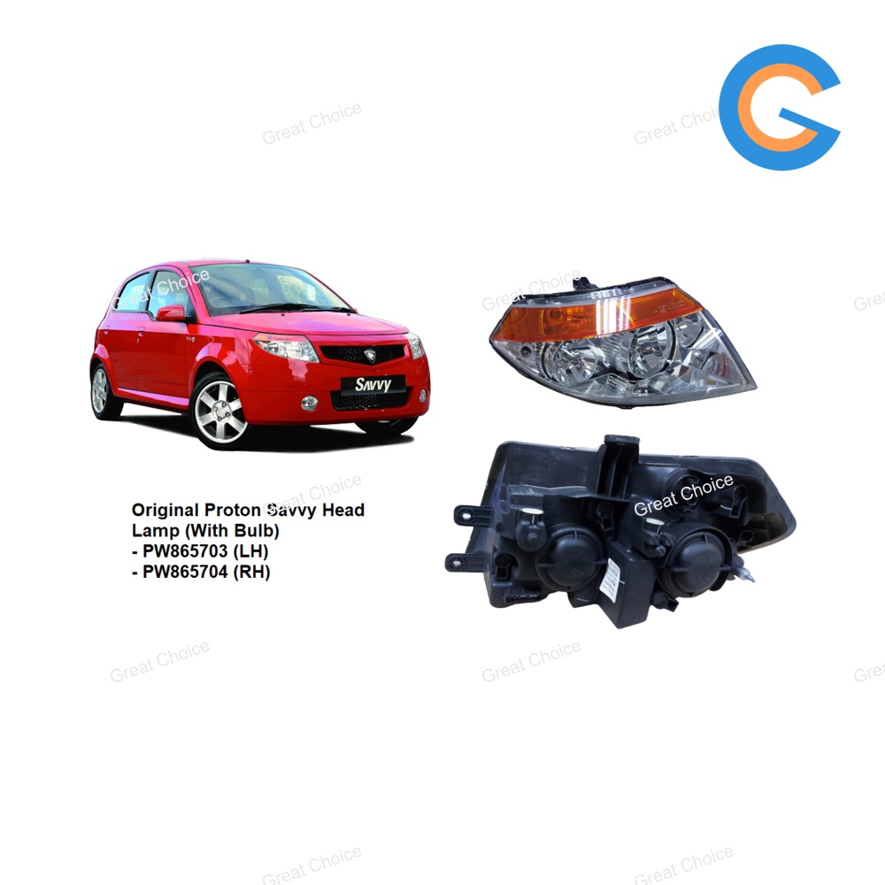 PROTON Ori Savvy Front Headlamp Assy With Bulb 1pc Lampu Besar Depan 