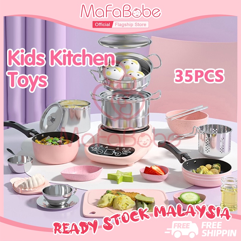 Mafababe Mini Kitchen Set Kids Real Cook Pretend Play Toys Educational Play House Children s Cooking Toy Kitchenware Set Shopee Malaysia