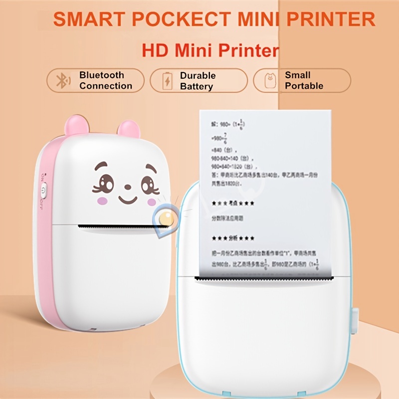 Mini Printer sticker 57mm Wireless Bluetooth Pocket Thermal ...