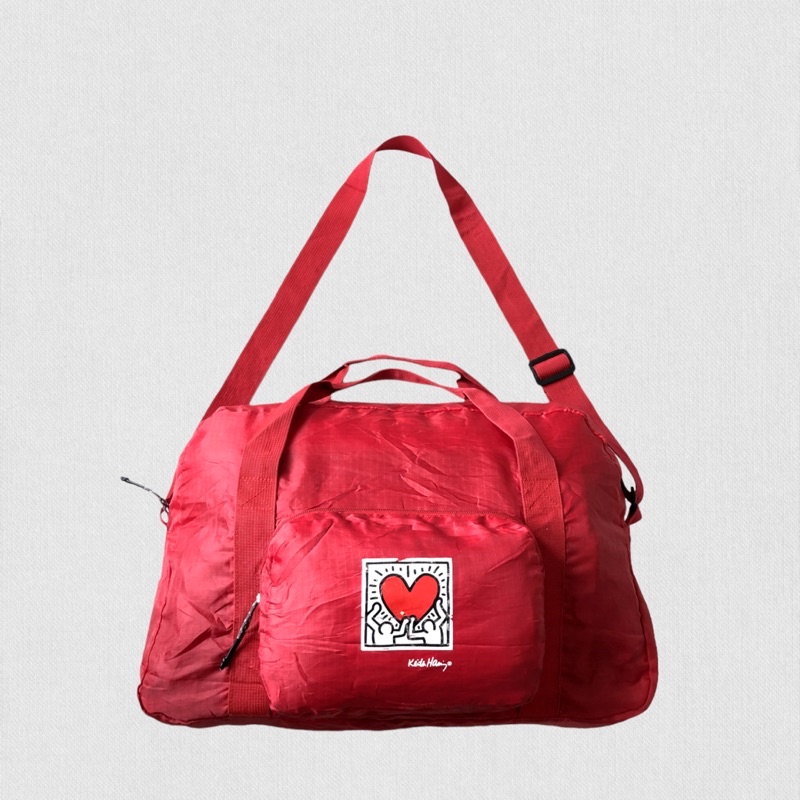 Keith Haring Foldable Duffle Bag Gym Bag Red Shopee Malaysia