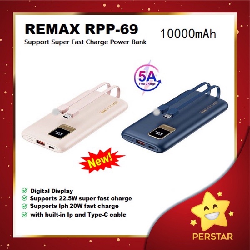 REMAX RPP-69 Slim Design Power Bank Support 22.5W PD20W Super Fast ...