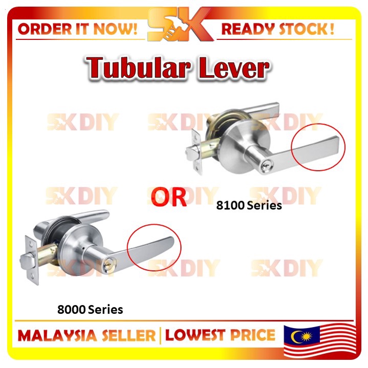 【Stainless Steel】TUBULAR LEVER DOOR HANDLE Entrance/Privacy With Solid ...