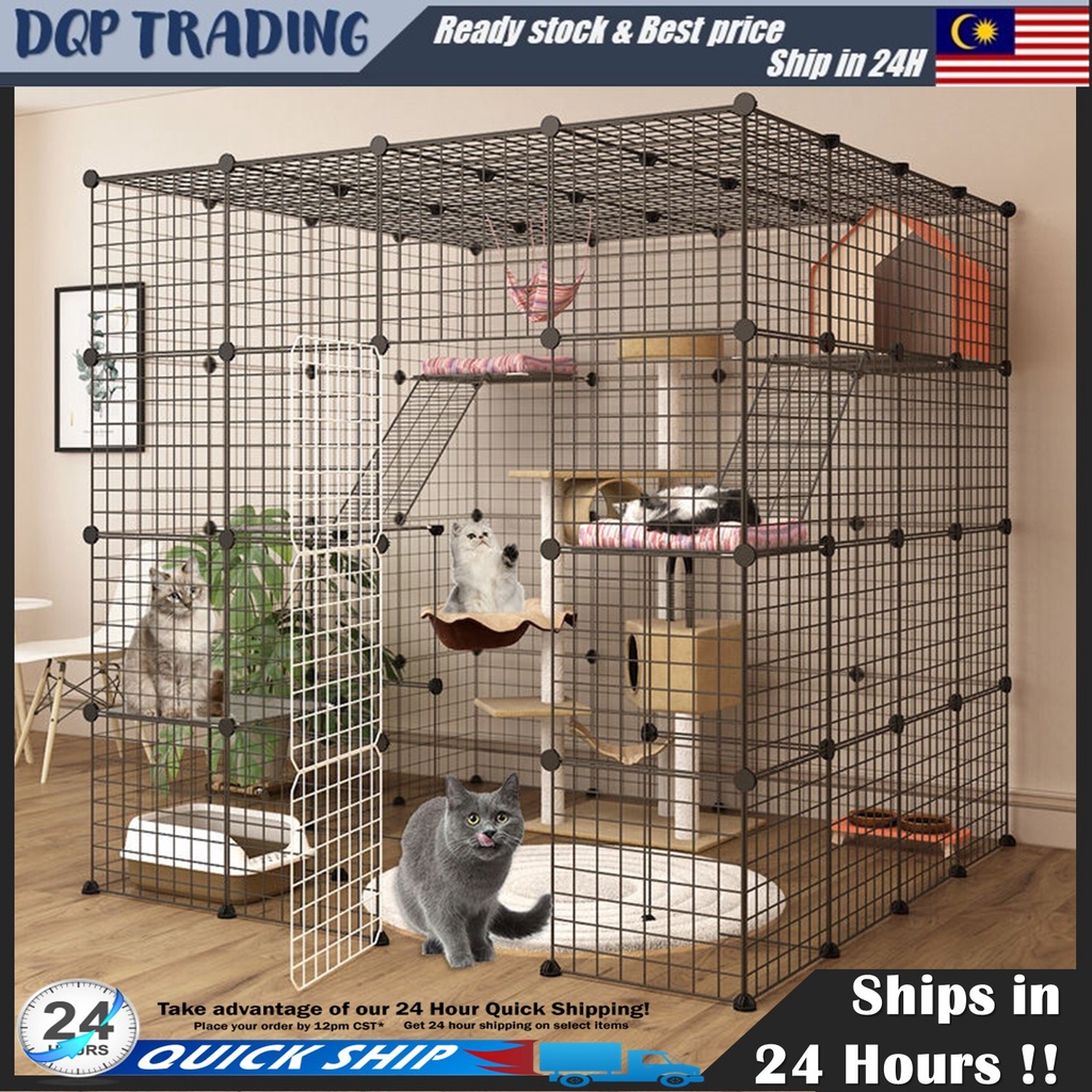 DIY Large Cat Cage Cat House Indoor Cage Pet Fence With Door Rabbits Cage Sangkar Kucing Anjing