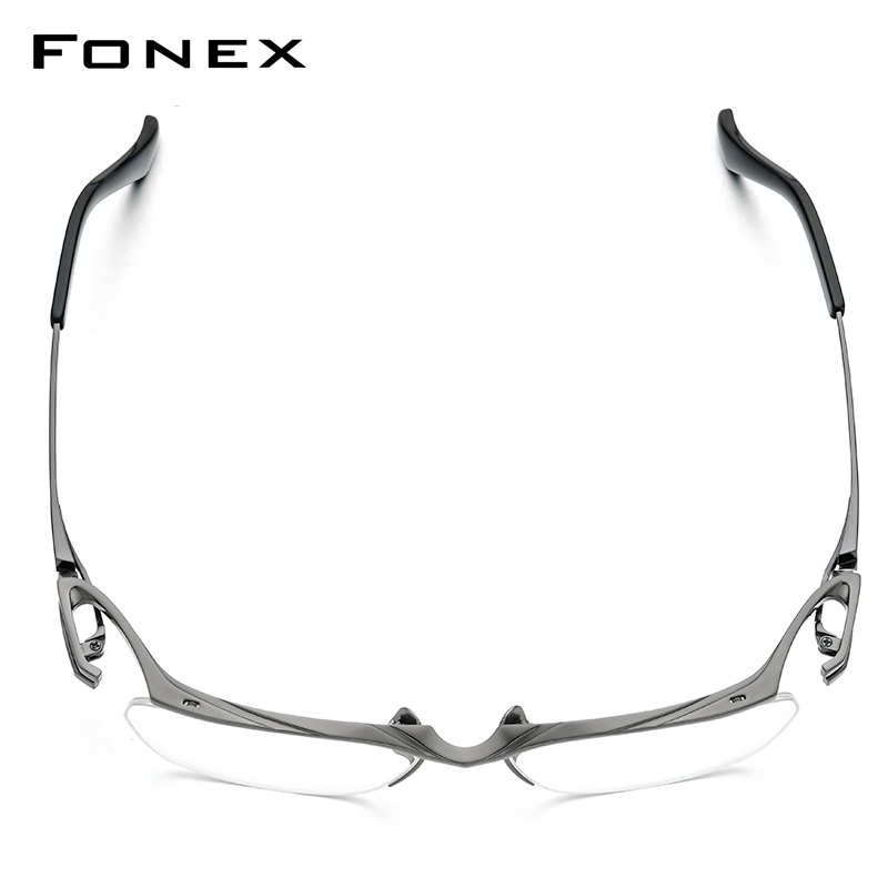 Fonex Titanium Glasses Frame Men New Semi Rimless Square Eyeglasses