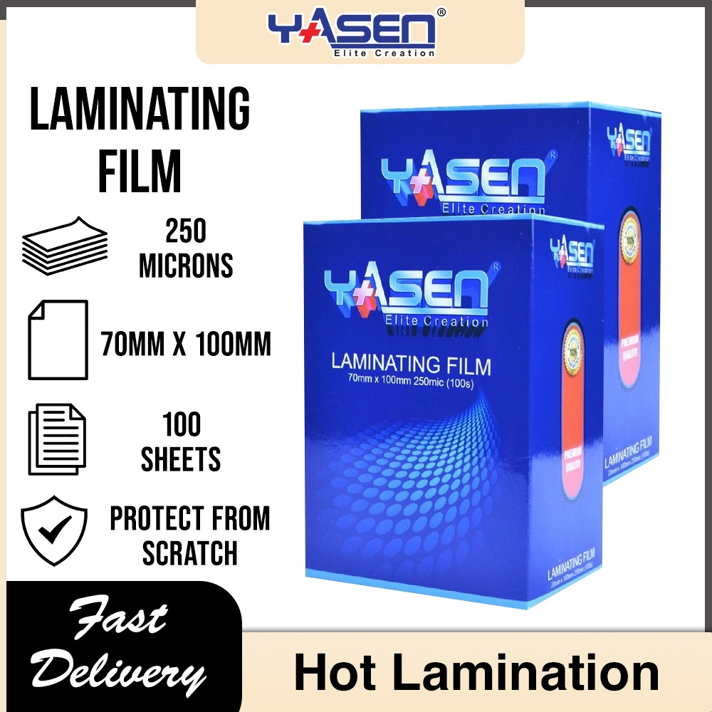 Yasen Laminating Film 70mm x 100mm 250 microns (100 Sheets) Shopee