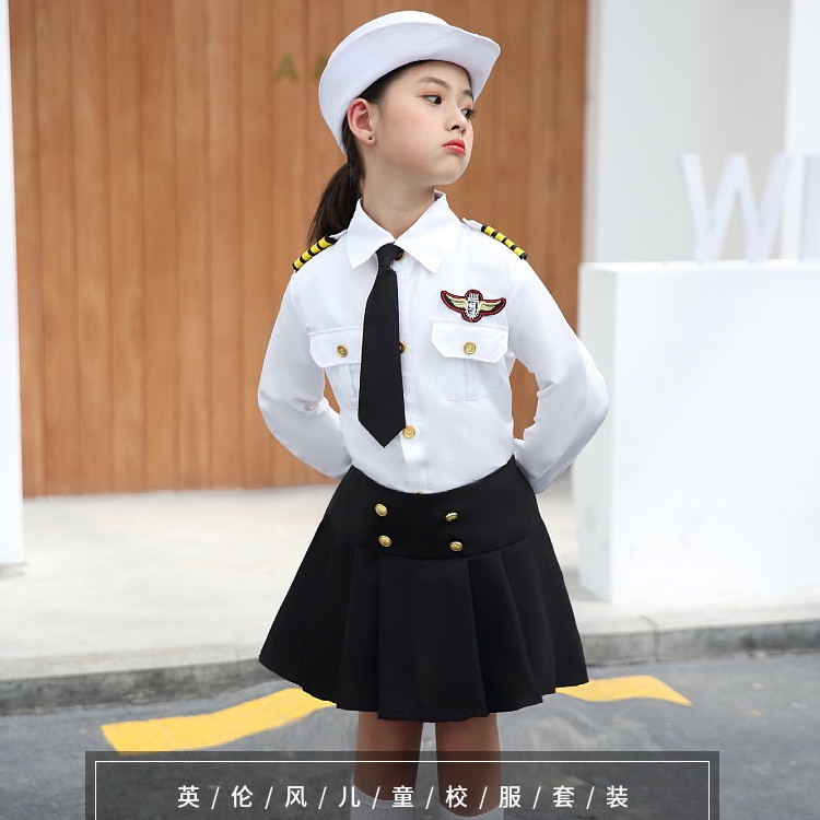 kids dress Children s Air Force stewardess captain uniform pilot boys and girls less clothing aviation pilots show suits Shopee Malaysia