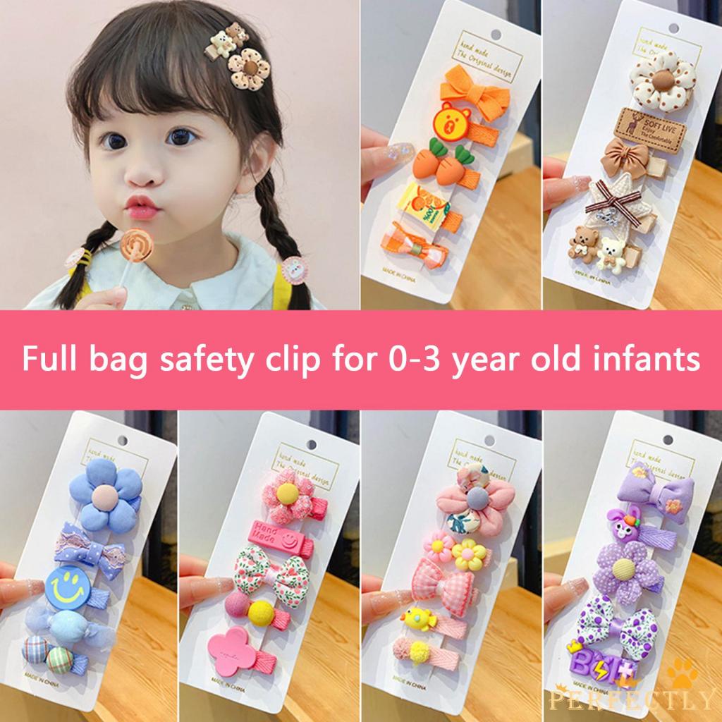 PerfectlyBaby Girls Alligator Hair Clips Cute 5pcs Flower Bows
