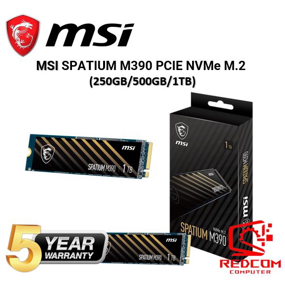 MSI SPATIUM M390 NVMe M.2 - 250GB/500GB/1TB | Shopee Malaysia