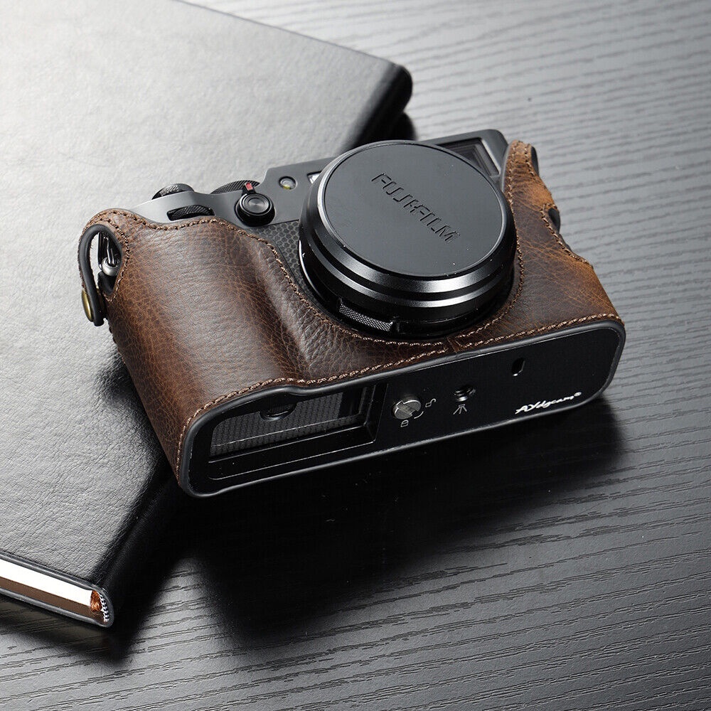 Genuine Leather Fujifilm X100V Camera Case Half Body Handmade Bag For